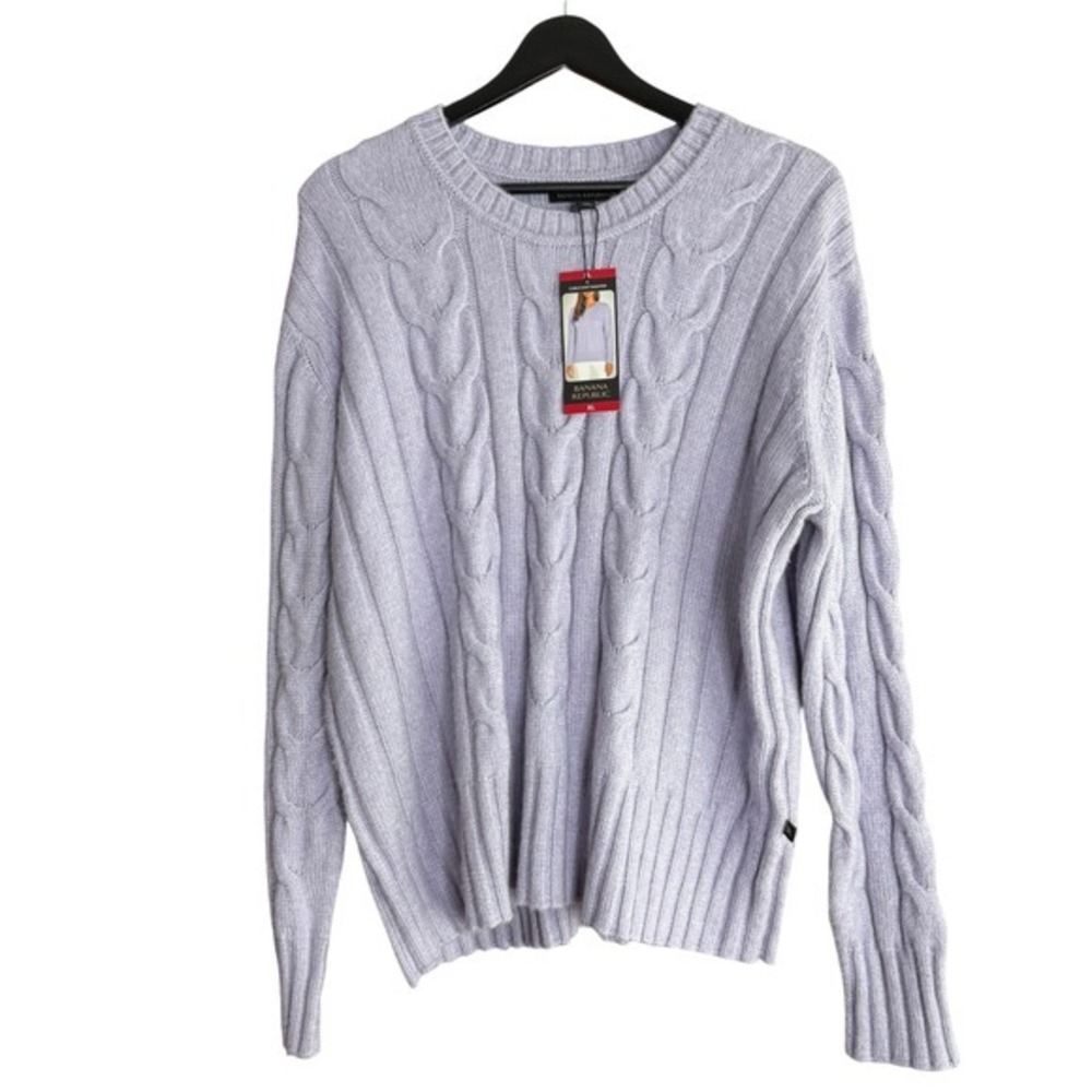 NWT Banana Republic Women's XL Lavender Super Soft Cable Knit Sweater Cozy